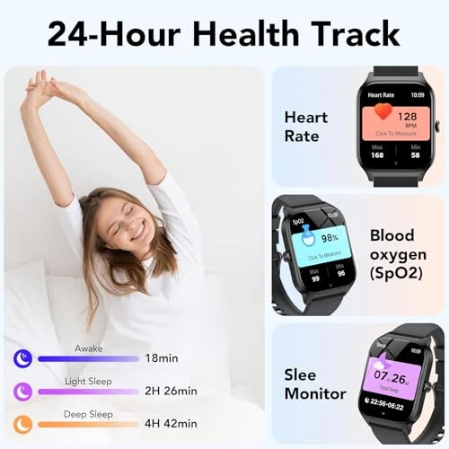Smart Watch with Bluetooth Calls and Fitness Tracking, CASCHO