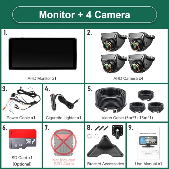 10.36-inch IPS Touch Screen WiFi Wireless Apple Carplay Android Auto 4CH Recording DVR Monitor with Mini AHD1080P Camera — Dash Cam, JOHO - CarGear