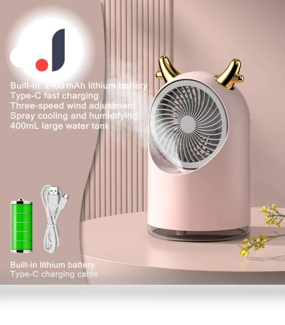 USB Rechargeable Water Mist Fan — Portable Cooling Solutions, BC Electrical Appliances