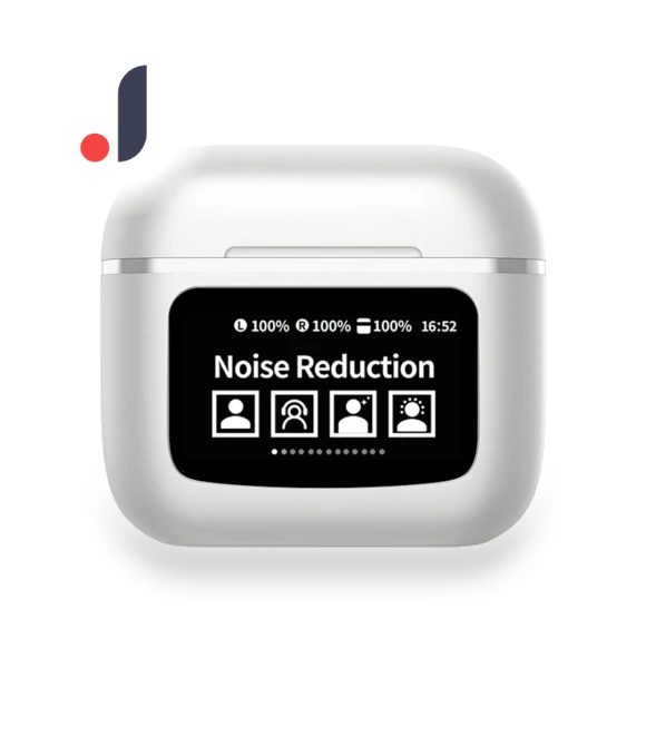 Wireless BT Headset with App, LCD Display, Full-Color Touch Screen, Charging Case, and Intelligent Noise Cancellation — Headsets, Andoer