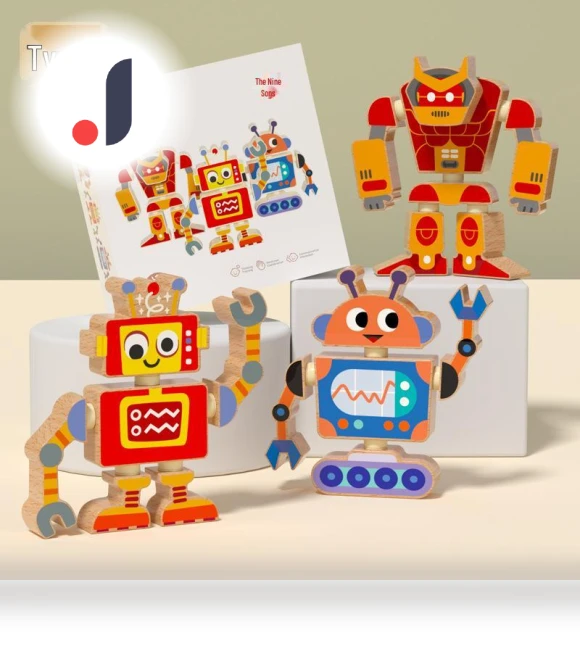 DIY Wooden Robot Building Kit — Educational, Super Go