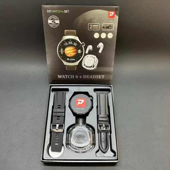 Smart Watch 4 Gift Set with Bluetooth Headphones — Wearable Accessories, Xiaomi