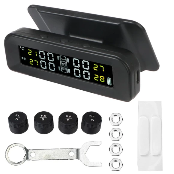 Solar Powered Smart Car Digital TPMS with 4 External Sensors — TPMS Sensor Replacements, LEEPEE Automotive Parts