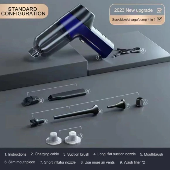 4-in-1 Wireless Car Vacuum Cleaner, T-Car Parts