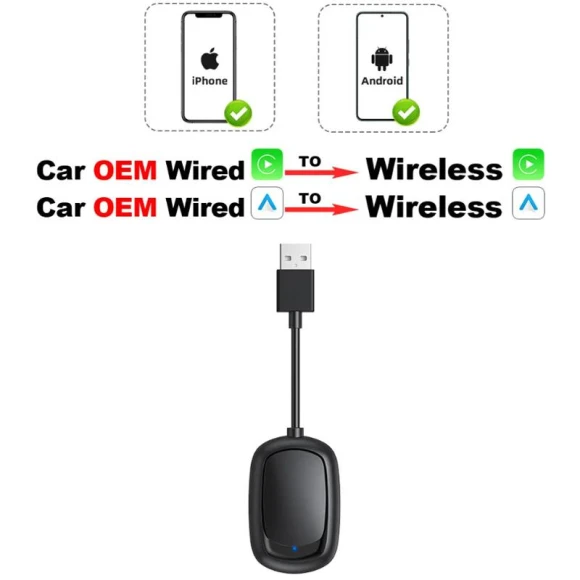 Wireless CarPlay Adapter Mini Body Smart AI Box — Stereo Receivers, Auto Accessories Home
