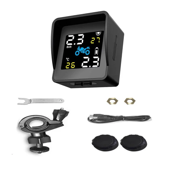 Wireless Solar-Powered Motorcycle Tire Pressure Detector — TPMS, RuJia Home Decor