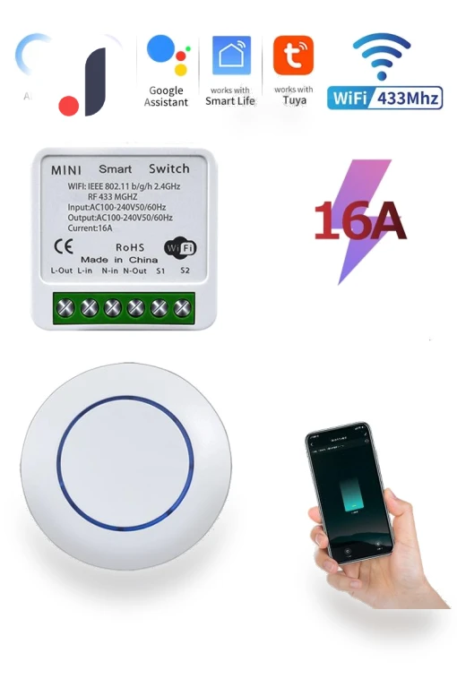 WiFi Smart Switch 16A RF 433Mhz — Smart Home Modules, Rainbow Rain