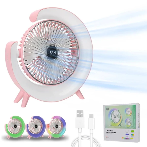 Portable Fan with Colorful Lighting — Portable USB Fans, Luminaire Lighting Mall