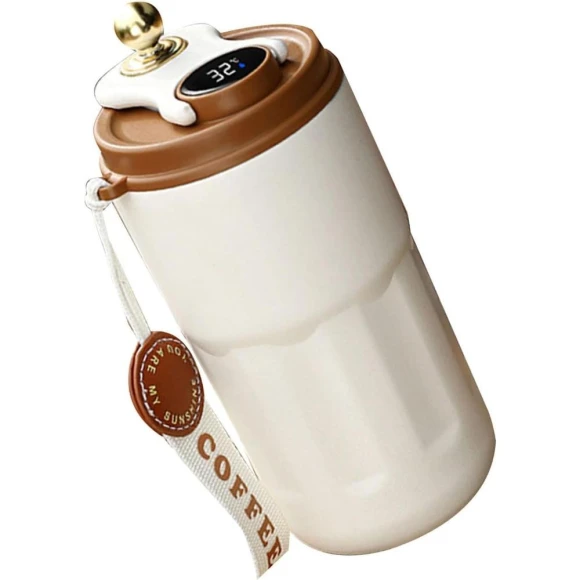 Smart Coffee Thermos with Temperature Display — Travel Drinkware, Cozy Cottage-Relax