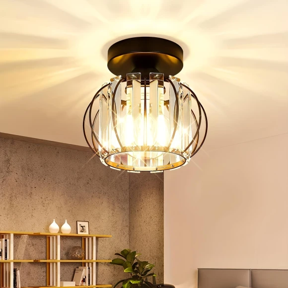 Modern Ceiling Light with Touch Control and Polished Crystal Shade, Comfort Homeware