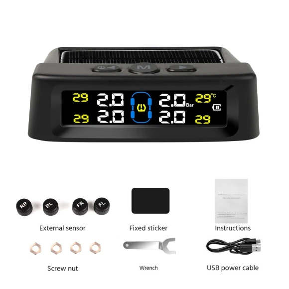 Solar-Powered Car Tire Pressure Monitoring System, Homeware Essentials