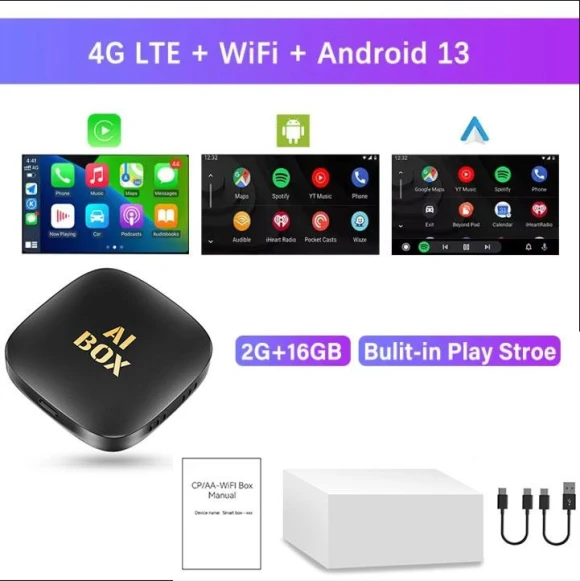 Android 13 Ai Box Carplay Android Auto Adapter — Car Infotainment System, Auto Launcher