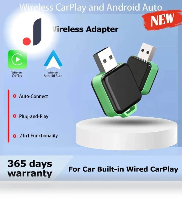 Wireless CarPlay Adapter 2-in-1 for Apple iPhone Android — Stereo Receivers, Auto Launcher