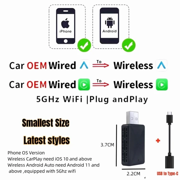Wireless CarPlay Android Auto Adapter — Car Accessories & Gadgets, Auto Accessories Home