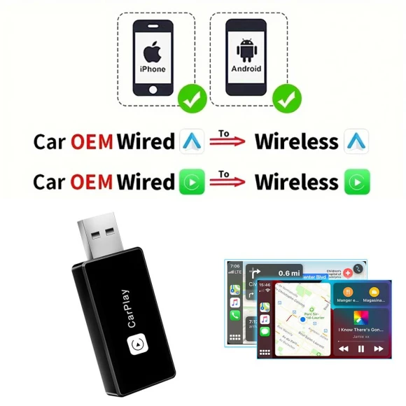 Wireless CarPlay Android Auto Adapter — USB, Auto Accessories Home