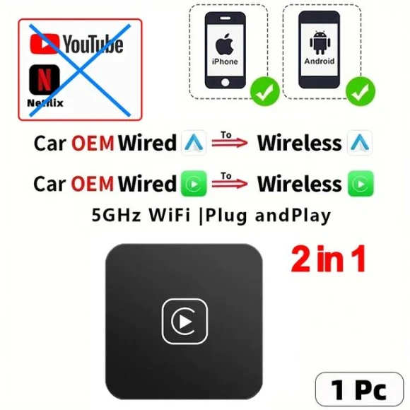 3-in-1 Carplay & Auto Box Adapter — Car Infotainment System, Super Star Mall
