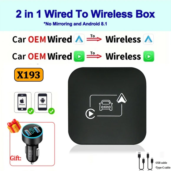 4 in 1 Carplay Box Android Auto Wireless Adapter — Car Infotainment System, Auto Accessories Home