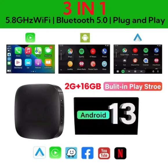 Car AI Box Wireless Adapter — Car Infotainment System, Auto Accessories Home