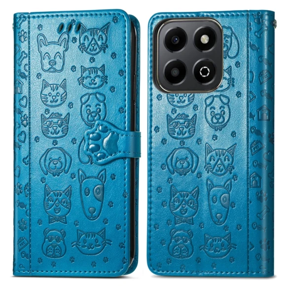 Cat and Dog Embossed Leather Phone Case, Honor