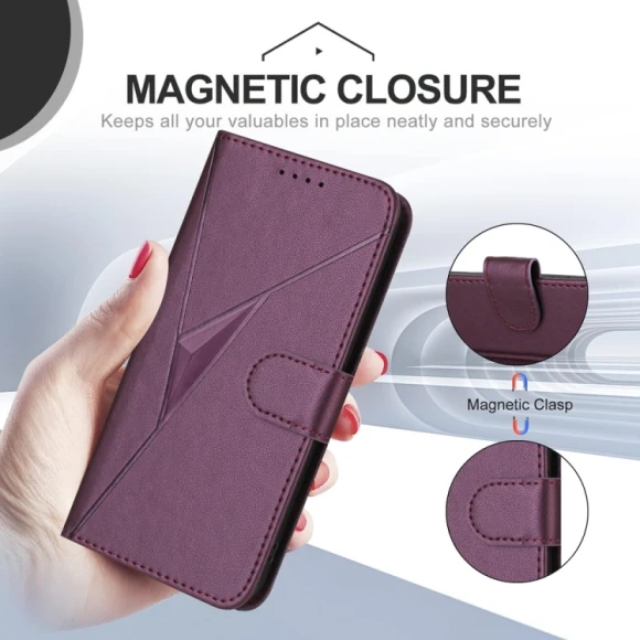 Triangle Pattern Buckle Clasp Leather Phone Case for Honor 200 Smart 5G, Honor