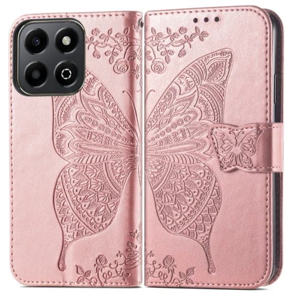 Butterfly Love Flower Embossed Leather Phone Case, Honor