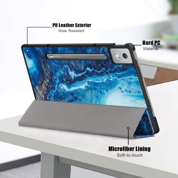 3-folding Leather Smart Tablet Case for Lenovo Tab P12 12.7, Lenovo