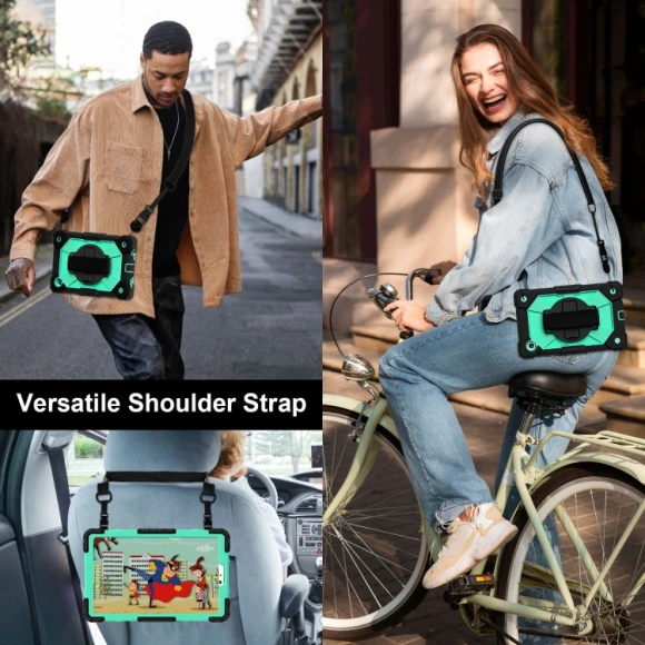 Silicone Hybrid PC Tablet Case with Stand and Shoulder Strap, Samsung