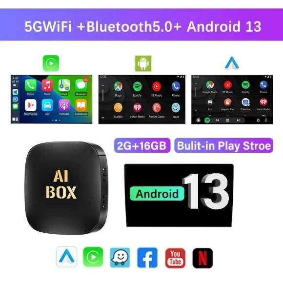 Android 13 CarPlay Smart AI Box — Car Infotainment System, Auto Launcher