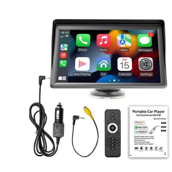 Universal 7-inch Car Radio with Wireless CarPlay and Android Auto — Car Infotainment System, Auto Launcher