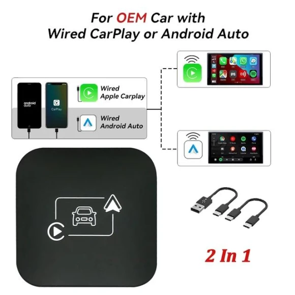 Wireless CarPlay Android Auto Adapter — Stereo Receivers, JOHO