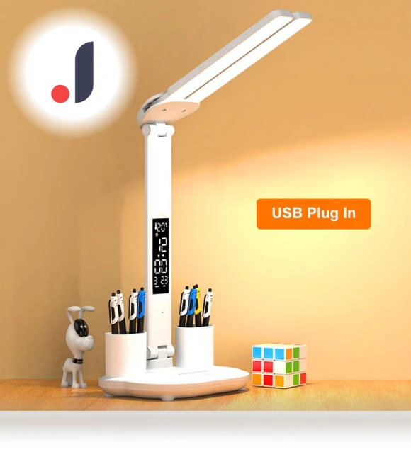LED Desk Lamp with Dual Heads — Study & Desk Lighting, Chic Interiors