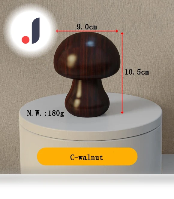 Rechargeable Wooden Mushroom Lamp — Desk & Table Lighting, Chic Home
