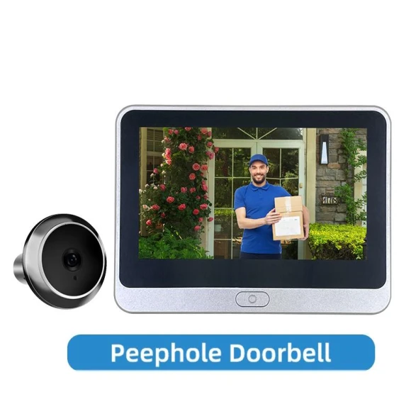 Color Screen TUYA WiFi Hidden Electronic Cat Eye — Smart Home Security, Qichuanxin