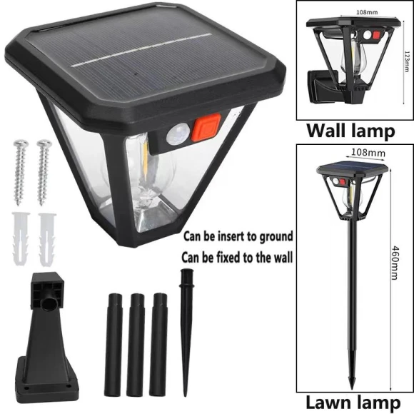 Solar Lights Outdoor 2IN1 Waterproof LED Tungsten Light Bulb Motion Sensor Wall Lamp — Garden Illumination, AutoSphere