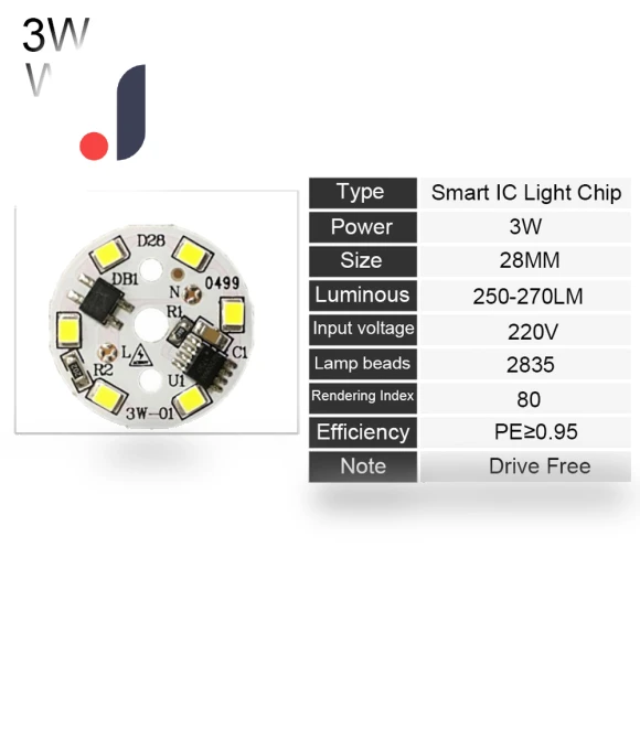 Round Smart IC Driver Light Plate Bulb Lamp Bean LED Chip — LED, zhuami