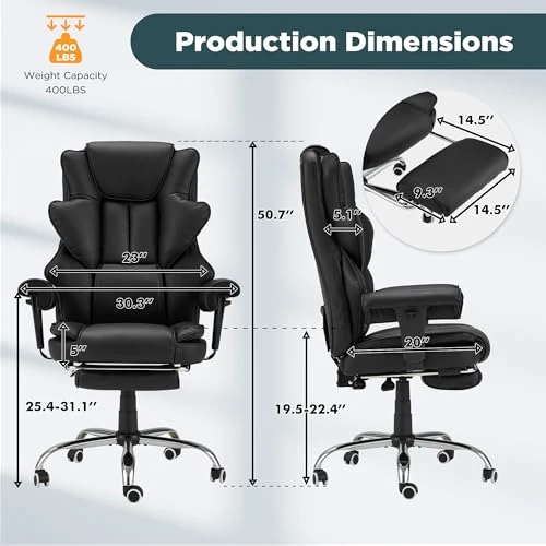 Ergonomic Executive Office Chair with Vibration, Heat, and Reclining Function, HOMREST