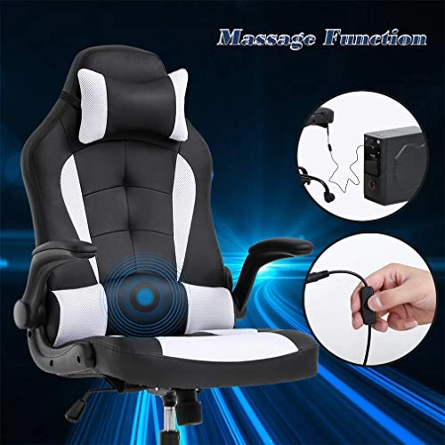 Massage Gaming Chair with Lumbar Support and Headrest — Smart Chairs, BestOffice