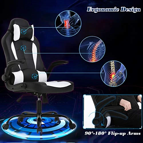 Massage Gaming Chair with Lumbar Support and Headrest — Smart Chairs, BestOffice