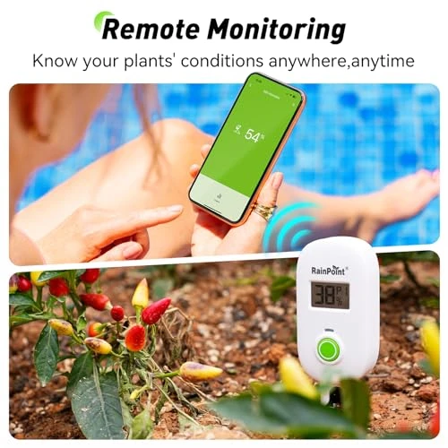 Smart Digital Wireless Plant Moisture Meter with WiFi Hub Kit — Soil Moisture Sensor, RainPoint