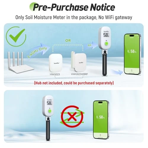 Smart Digital Wireless Plant Moisture Meter — Soil Moisture Sensor, RainPoint