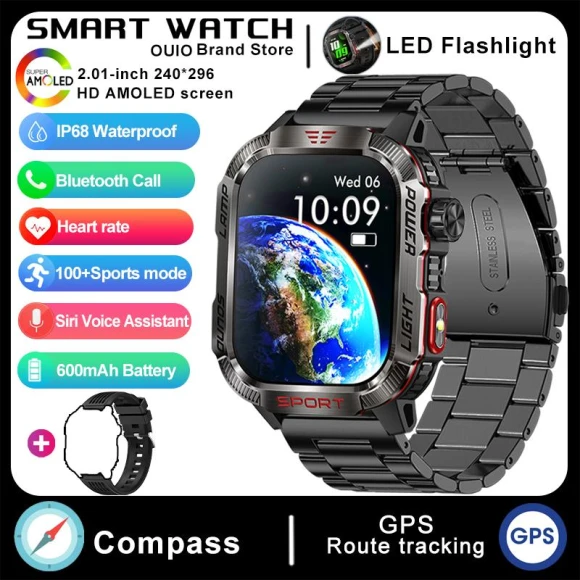 Military GPS Smartwatch with Flashlight and Compass — GPS Watches, Zodvboz