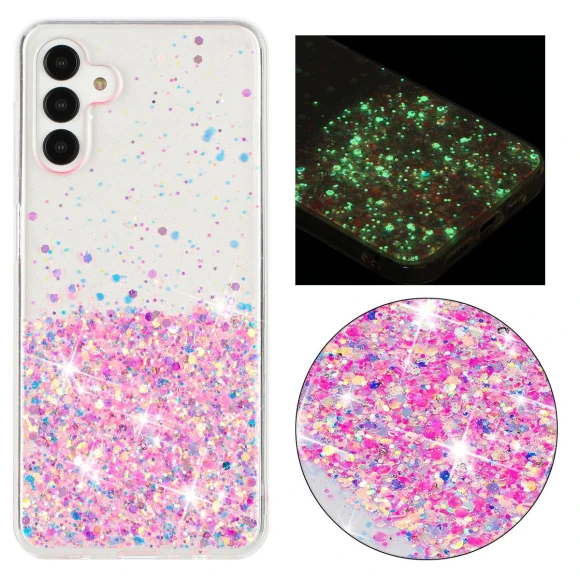 Soft TPU Case Glitter Sparkle Epoxy Glow In The Dark Phone Cover, Samsung