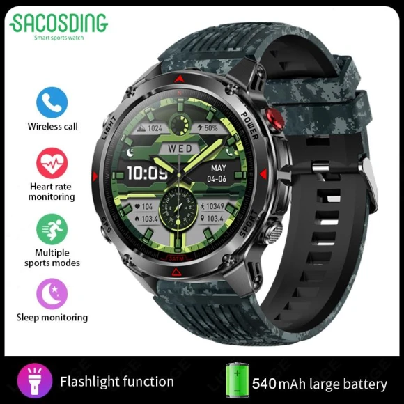 Military Outdoor Sports GPS Smart Watch with LED Flashlight — GPS Watches, SACOSDING