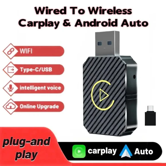 Mini Wireless Adapter for Apple CarPlay and Android Auto — Car Infotainment System, LIAESMART