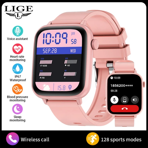 Smart Watch with Touch Screen, Bluetooth Calls, Fitness Tracking — Smart Watch, LIGE
