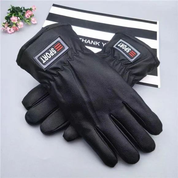 Men's Winter Black Leather Gloves with Touchscreen, Freedom Outdoors