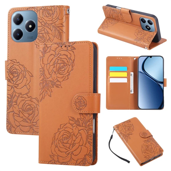 Rose Flower PU Leather Wallet Cover with 3 Card Slots/Wrist Strap — Phone Accessories, Smartwatch 2025