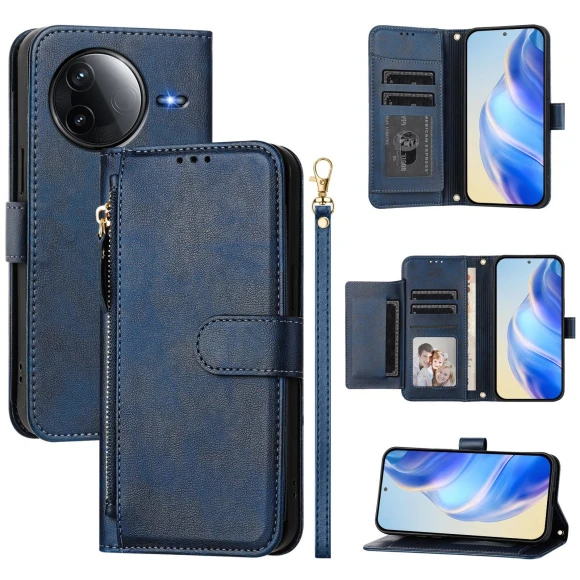 Zipper Pocket Multiple Card Slots Leather Phone Cover, Smartwatch 2025