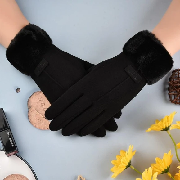 Self-Heating Fleece Gloves with Half-Open Fingers and Touchscreen — Gloves, Female s