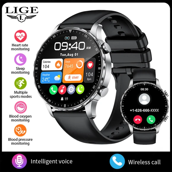 Smart Watch with Bluetooth Calls and Heart Rate Detection — Smart Watch, LIGE